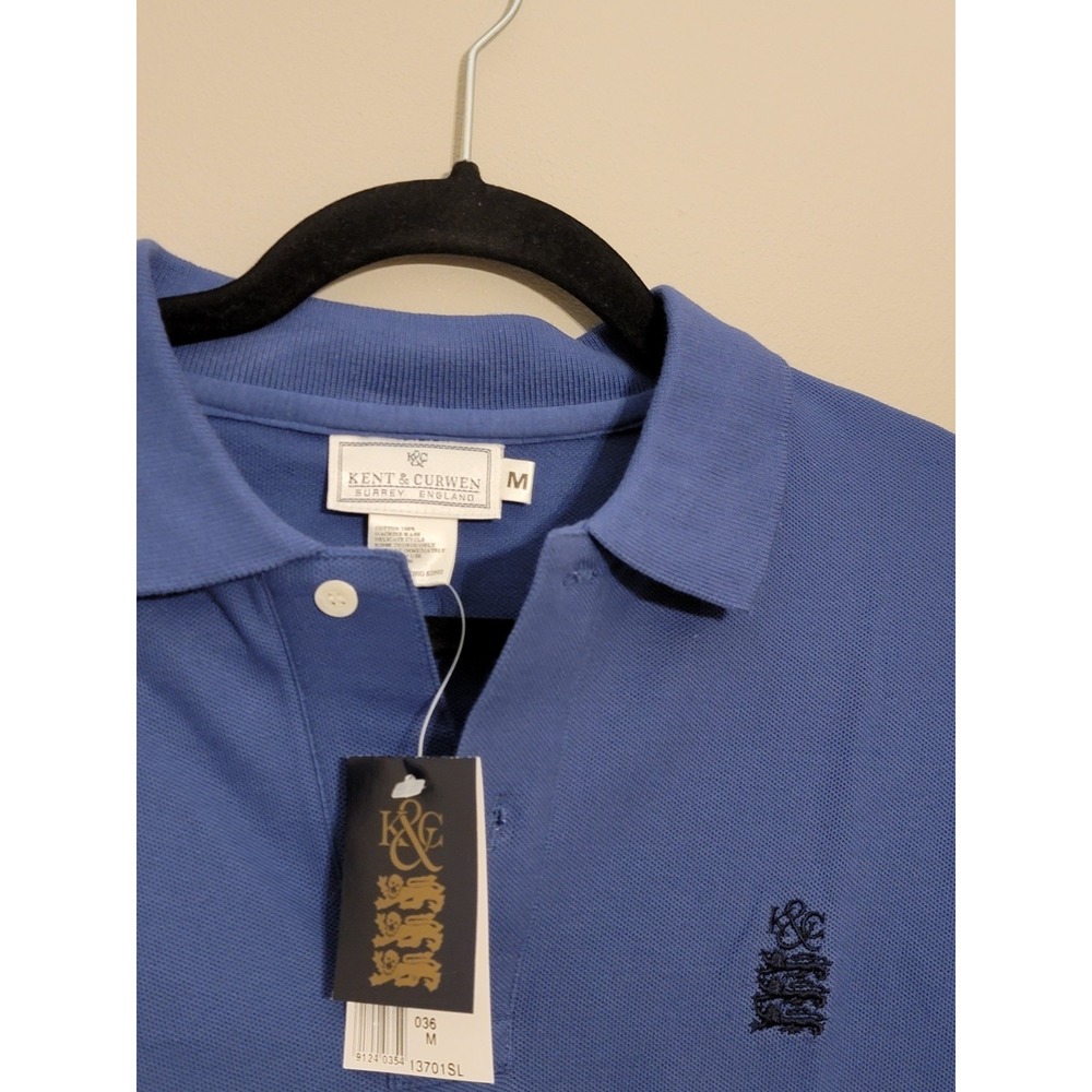 Kent‎ Curwen Polo Shirt Mens Medium Short Sleeve Blue Beckham Knit N158